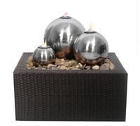 Primrose Water Feature Magma Triple Sphere Stainless Steel Fire & Water in Metallic Silver Primrose Metallic Silver
