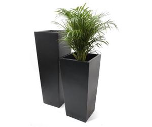 Primrose Matte Black Plant Pot Tall Flared Square Fibreglass Planter Medium 90cm x 40cm (34.4in x 15.75in)