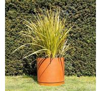 Primrose H50cm Rust Limestone Round Planter Garden Patio Flower Pot with Saucer