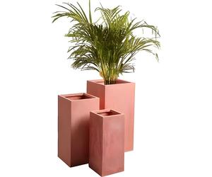 Primrose Medium Terracotta Garden Outdoor Fibrecotta Tall Square Planter H60cm x W27cm x D27cm (23.5in x 10.7in x 10.7in)