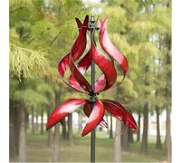 Primrose Metal Flutter Bulb Kinetic Wind Spinner in Red 65cm