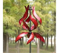 Primrose Metal Flutter Bulb Kinetic Wind Spinner In Red 65Cm