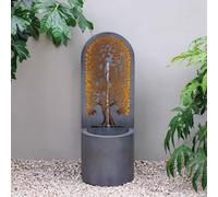 Primrose Metal Geometric Tree Design Water Feature With LED Lights in Brown H110cm