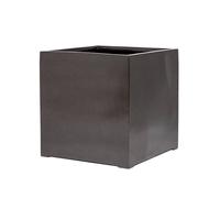 Primrose Metallic grey Polystone Square Cube Garden Planter 40cm Primrose Grey
