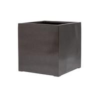 Primrose Metallic grey Polystone Square Cube Planter 50cm Primrose Grey