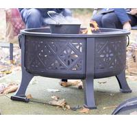 Primrose Moresque Steel Fire Pit with Grill 76cm in True Black Primrose True Black