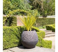 Primrose Natural Cement Round Geometric Pattern Effect Planter in Brown 32cm Primrose Brown