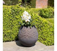 Primrose Natural Cement Round Geometric Pattern Effect Planter in Brown 50cm Primrose Brown