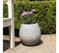 Primrose Natural Cement Round Geometric Pattern Effect Planter in Grey 32cm Primrose Grey