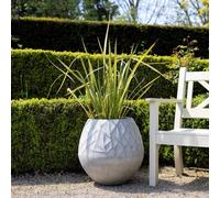 Primrose Natural Cement Round Geometric Pattern Effect Planter In Grey 50Cm
