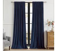 PRIMROSE Navy Blue Velvet Curtains 108 inch Long for Living Room,Set of 2 Panels Blackout Rod Pocket Back Tab Window Treatment Room Darkening Heavy Decorative Curtains Drapes for Bedroom