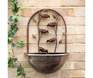 Primrose Olso Cascading Leaf Wall-Mounted Water Feature With Lights H55Cm