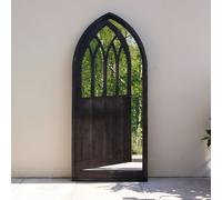 Primrose Open Gate Illusion Garden Mirror Arched Wooden Glass 180cm in Black Primrose Black