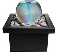 Primrose Orb Water Feature Whirlpool with Multicoloured LEDs & Square Basin in Black Primrose Black