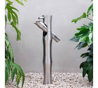 Primrose Oriental Style Bamboo Cane Sozu Metal Outdoor Water Feature 94cm in Silver Primrose Silver