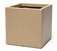 Primrose Outdoor Fibrecotta Cube Planter Sand Beige Cube Garden Plant Pots 50cm in Light Sand Primrose Light Sand