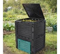 Primrose Outdoor Large Plastic Garden Compost Bin Composter with Lid 300L in Black Primrose Black