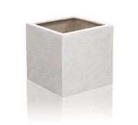 Primrose Outdoor Patio Garden White Poly Terrazzo Cube Planter 27 Litres 30cm