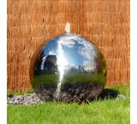 Primrose Outdoor Water Feature Polished Sphere Stainless Steel With Lights 60Cm