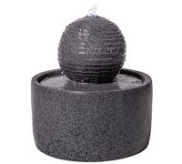 Primrose 'Padova' Polyresin Ripple Effect Sphere Water Feature with Lights 41cm in Dark Grey Primrose Dark Grey