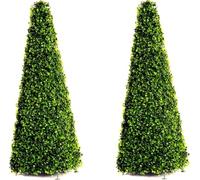 Primrose Pair of 90cm Topiary Obelisk Leaf Effect Green Buxus Indoor Outdoor Artificial Tree Decorations