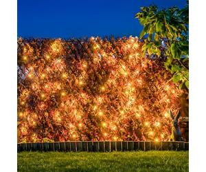 Primrose Papillon Extendable Artificial Red Acer Fencing Screening Trellis with LEDs 2m x 1m (6ft 7in x 3ft 3in)