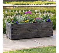 Primrose Pine Raised Flower Bed Trough Outdoor Planter in Grey Medium 100cm x 40cm (39.5 in x 15.75in)