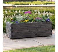 Primrose Pine Wood Raised Trough Outdoor Patio Planter In Grey 140Cm