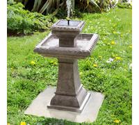 Primrose 2 Tier Bird Bath Solar Powered Automated Pizzaro Grey with Lights 80cm Primrose Grey