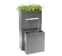 Primrose Planter Waterfall Water Feature Stainless Steel Lights Garden Cascade in Metallic Silver Primrose Metallic Silver