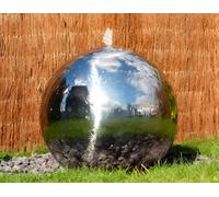 Primrose Polished Sphere Stainless Steel Garden Water Feature Fountain With Lights H28Cm