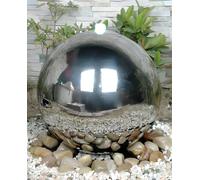 Primrose Polished Stainless Steel Sphere Water Feature Cascade Garden LEDs 40cm in Metallic Silver Primrose Metallic Silver