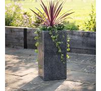 Primrose Poly Terrazzo Stone Outdoor Small Black Tall Cube Planter 60Cm