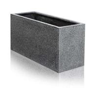 Primrose Poly Terrazzo Stone Small Black Outdoor Patio Trough Planter 80Cm