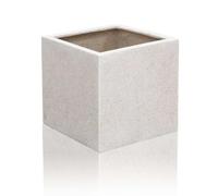 Primrose Poly-Terrazzo White Square Cube Planter Stone Effect With Bung 63cm Primrose White