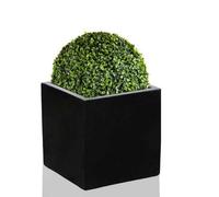 Primrose Polystone Black Medium Cube Pot 30Cm
