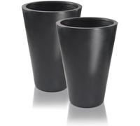 Primrose Polystone Calgary Black Tall Round Planters Set of 2 89cm Primrose Black