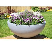 Primrose Polystone Lismore Flower Bed Grey Low Bowl Planter 90cm (35.4in)