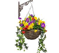 Primrose Premium Large Artificial Outdoor Hanging Baskets With Flowers (Wildflower, Set of 1)