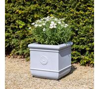 Primrose Primose Matte Fibrecotta Debossed Cube Planter In Light Grey 32Cm