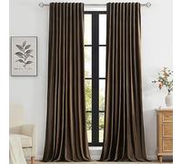 Primrose PRIMROSE Brown Velvet Curtains 96 inch Long for Living Room,Set of 2 Panels Blackout Rod Pocket Back Tab Window Treatment Room Darkening Heavy Decorative Curtains Drapes for Bedroom