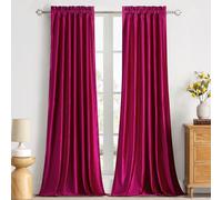 PRIMROSE PRIMROSE Hot Pink Curtains 90 inch for Living Room Velvet Blackout Rod Pocket Window Drapes Treatment Semi Room Darkening Decorative Curtains for Bedroom Set of 2 Panels