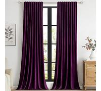 PRIMROSE Purple Velvet Curtains 108 inch Long for Living Room,Set of 2 Panels Blackout Rod Pocket Back Tab Window Treatment Room Darkening Heavy Decorative Curtains Drapes for Bedroom