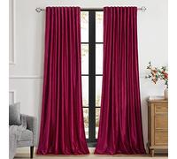 PRIMROSE Red Curtains 84 inch for Living Room Velvet Drapes Blackout Rod Pocket Back Tab Window Treatment Semi Room Darkening Decor Curtains for Bedroom Set of 2 Panels