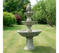 Primrose Regal 3-Tier Cast Stone Cascade Water Feature Fountain In Grey H150Cm
