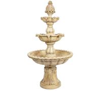 Primrose Regal 3-Tier Stone Effect Water Feature Fountain With Pineapple Antique Effect 150Cm