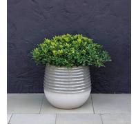 Primrose Ribbed Grey Ombre Round Outdoor Flower Pot Patio Garden Planter | Size: Small Primrose Grey S