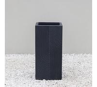 Primrose Ribbed Swirl Design Tall Square Outdoor Planter in Black 59cm