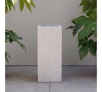 Primrose Ribbed Swirl Design Tall Square Outdoor Planter In White 50Cm