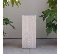 Primrose Ribbed Swirl Design Tall Square Outdoor Planter in White 50cm in Grey Primrose Grey